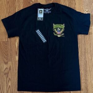 U.S. Army Black Tee with Olive and Gold Crest
